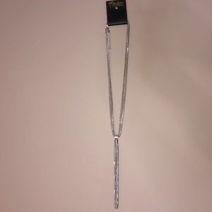 Long Silver Dangling Necklace 20”